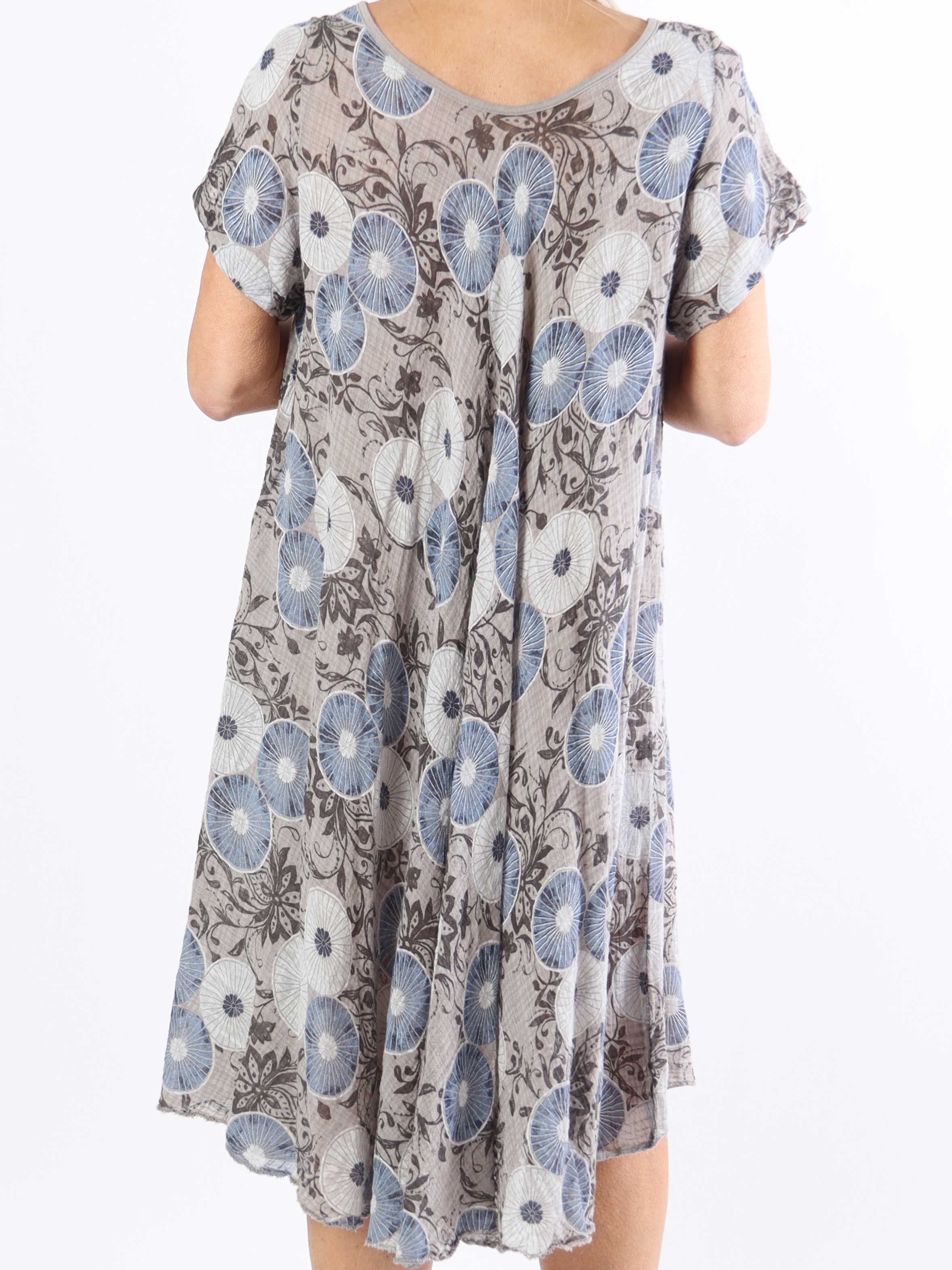 Delphine - Bomuldskjole i plussize med motiv